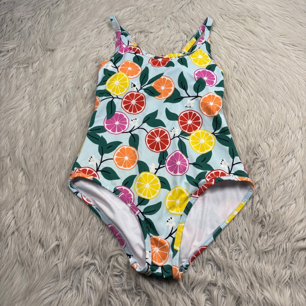Hanna Andersson Women's S Citrus Print One Piece Swim Suit Dopamine Twee‎ Retro